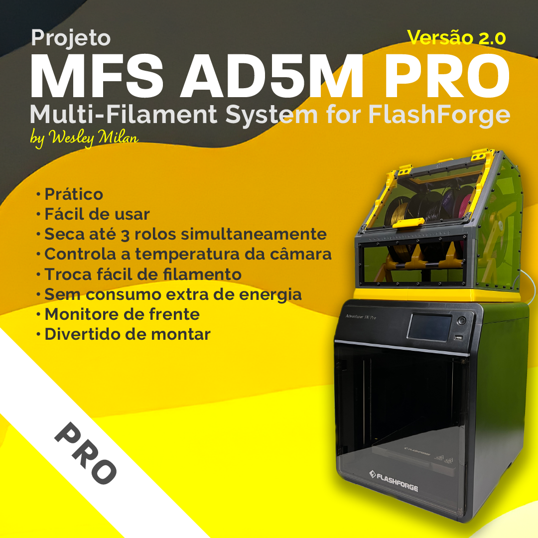 Projeto de Sistema Multi-Filamento para FlashForge Adventure 5M PRO (MFS-AD5M PRO) - Ebook + Arquivos 3D